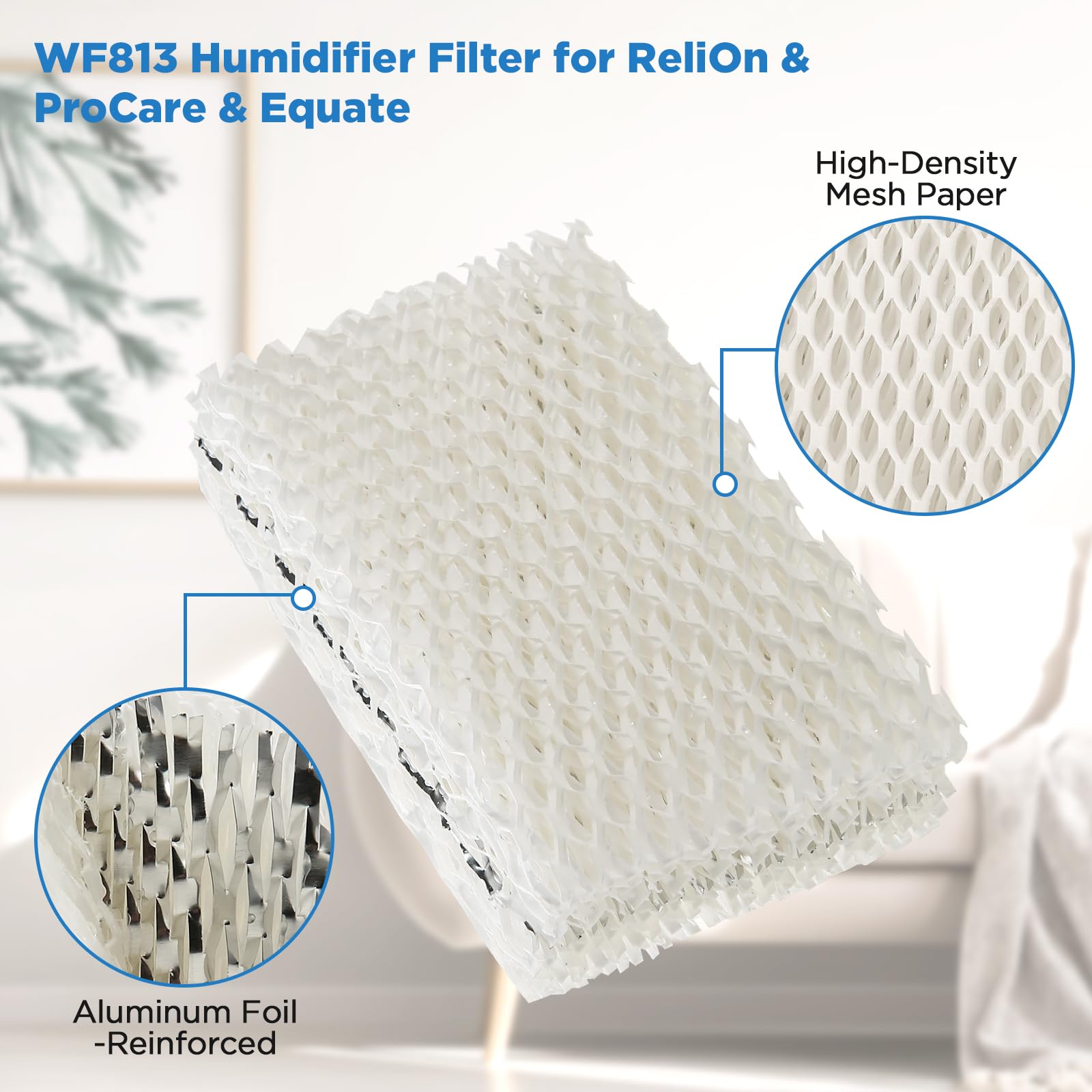 Freeboy Wf813 Eqwf813 - Filtros humidificadores de repuesto para Equate Eqwf813 Eq-2119-Ul; Relion Rcm832 Rcm-832n; Procare Pcwf813; Protec Wf813 Filtro de repuesto para humidificador (paquete de 4)