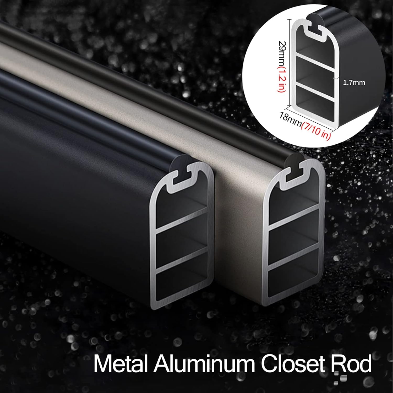 Sturdy Metal Closet Rod & Shelf, Heavy Duty Wardrobe Rod Wall Mount with Support Bracket Kits for Hanging Clothes/Hangers, Load 100KG