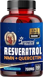 Humming Herbs Trans-Resveratrol 98% (High Purity & Bioavailable) with NMN, Quercetin, Fisetin & Spermidine – Antioxidant Support for Heart & Circulatory Wellness, Cellular Energy & Healthy Aging – 90 Vegetarian Caps