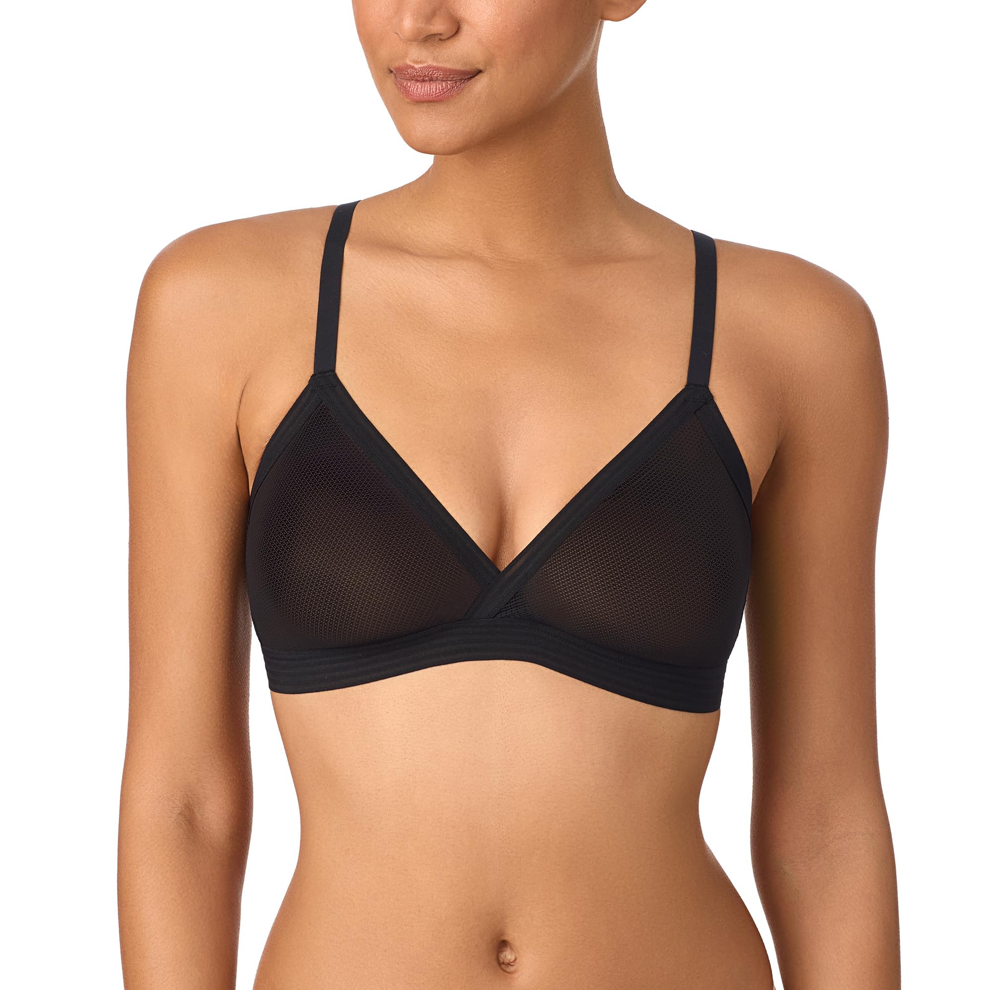 Dkny Women's Black Sheer Stripe Bralette Bra, S