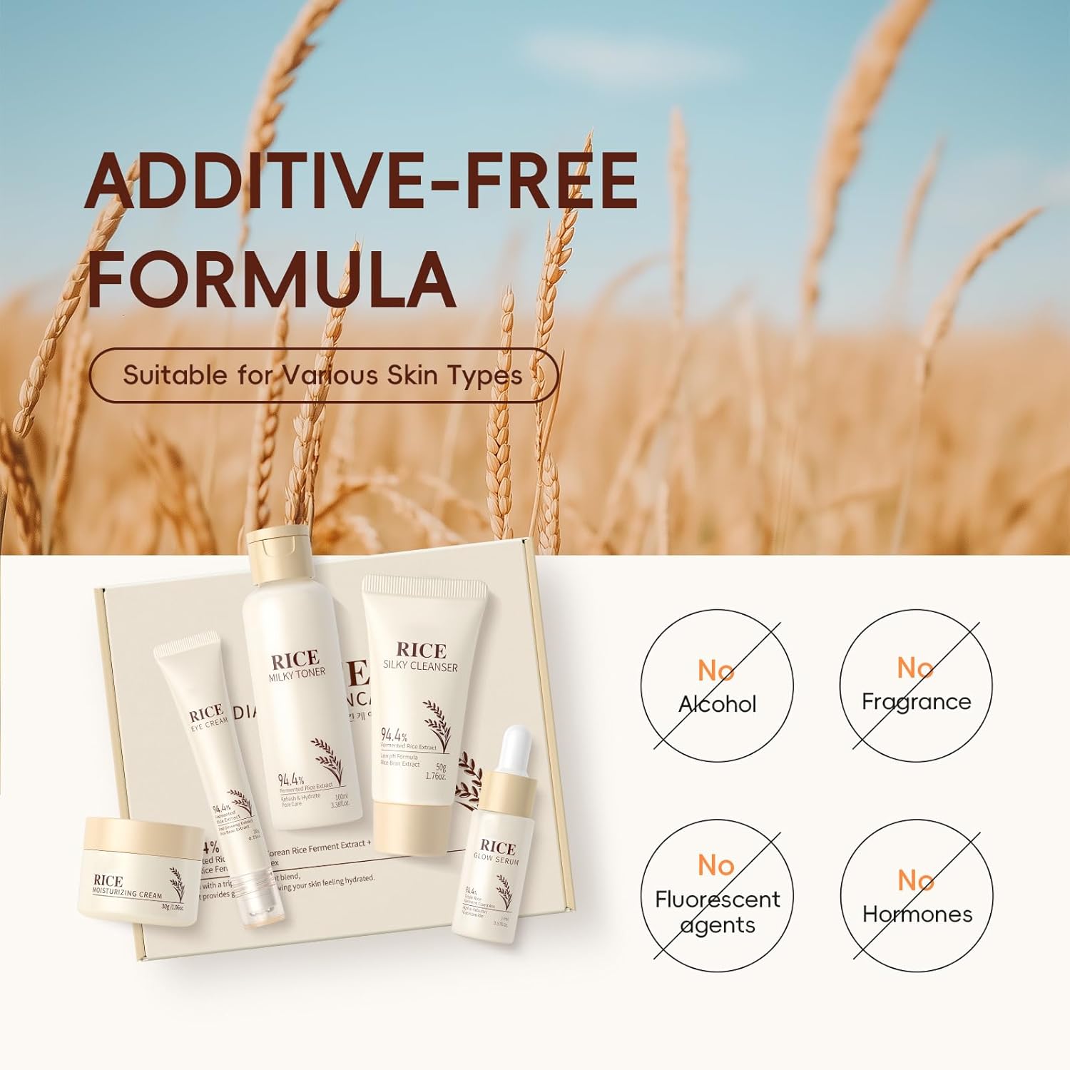 5PCS Rice Skin Care Sets & Kits, Korean Skincare Set- Cleanser, Toner, Serum, Eye Cream & Moisturizer, Christmas Birthday Gifts for Women Teenage Girls Mom Friend, Travel Skincare Set 71RRHd8RWHL. AC SL1500