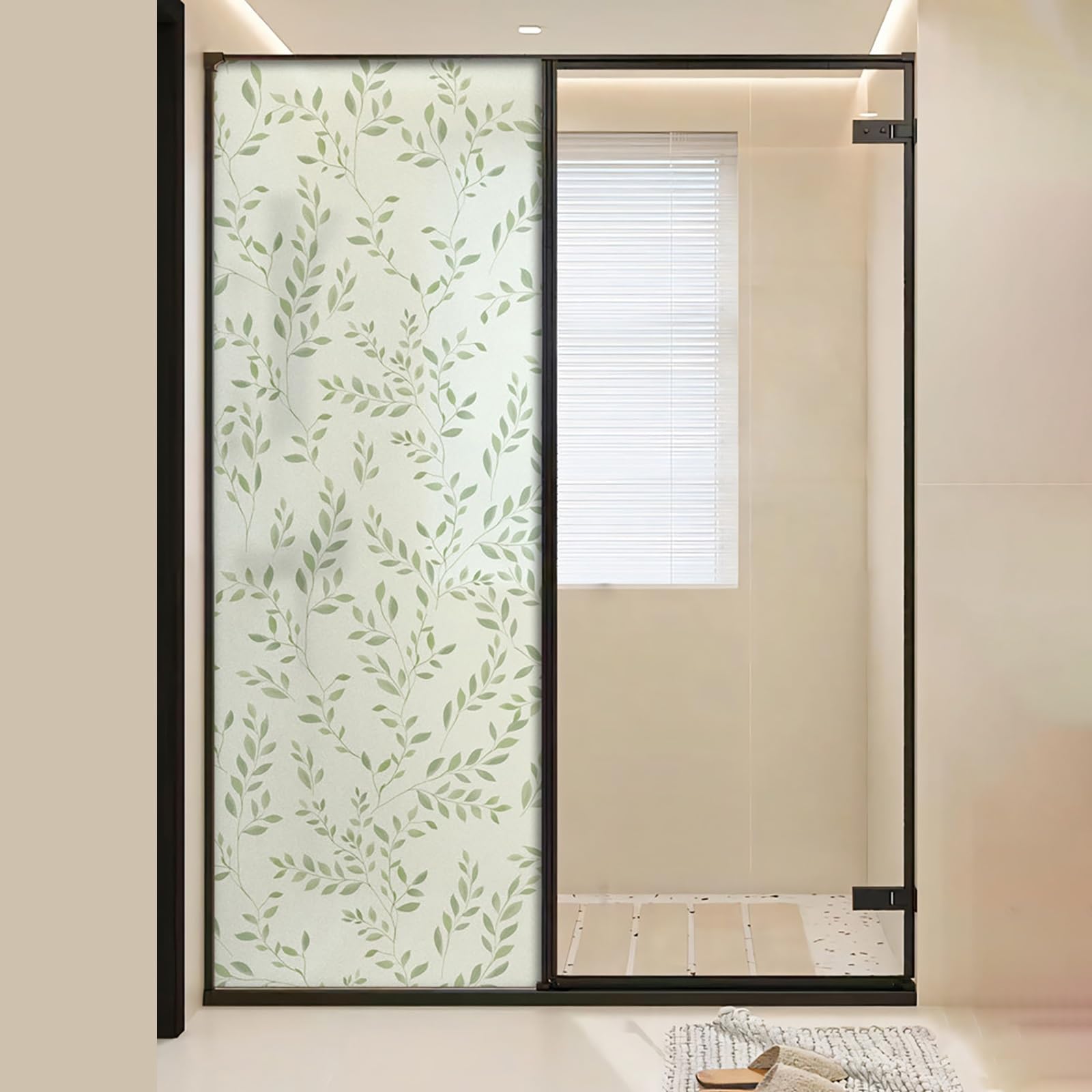 Stained Glass Window Film PVC Window Decals Frosted Decorative Glass Film Non Adhesive Static Cling Sticker Light Softening UV Protection For Kitchen Office Or Home Use(60x100cm)