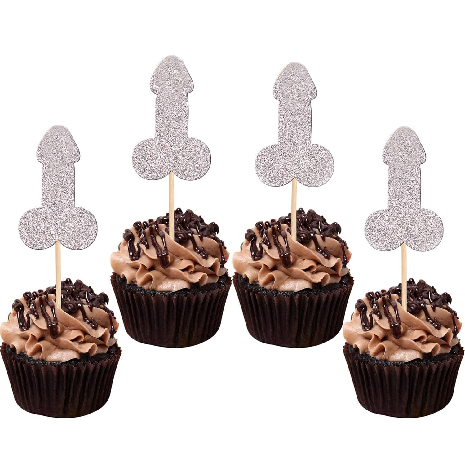 12 Pcs Prank Bachelorette Party Cake Cupcake Topper Decoration Gender Glitter Pick for Hen Bridal Shower Engagement Supplier Favor Game Tool Decor Set Y18