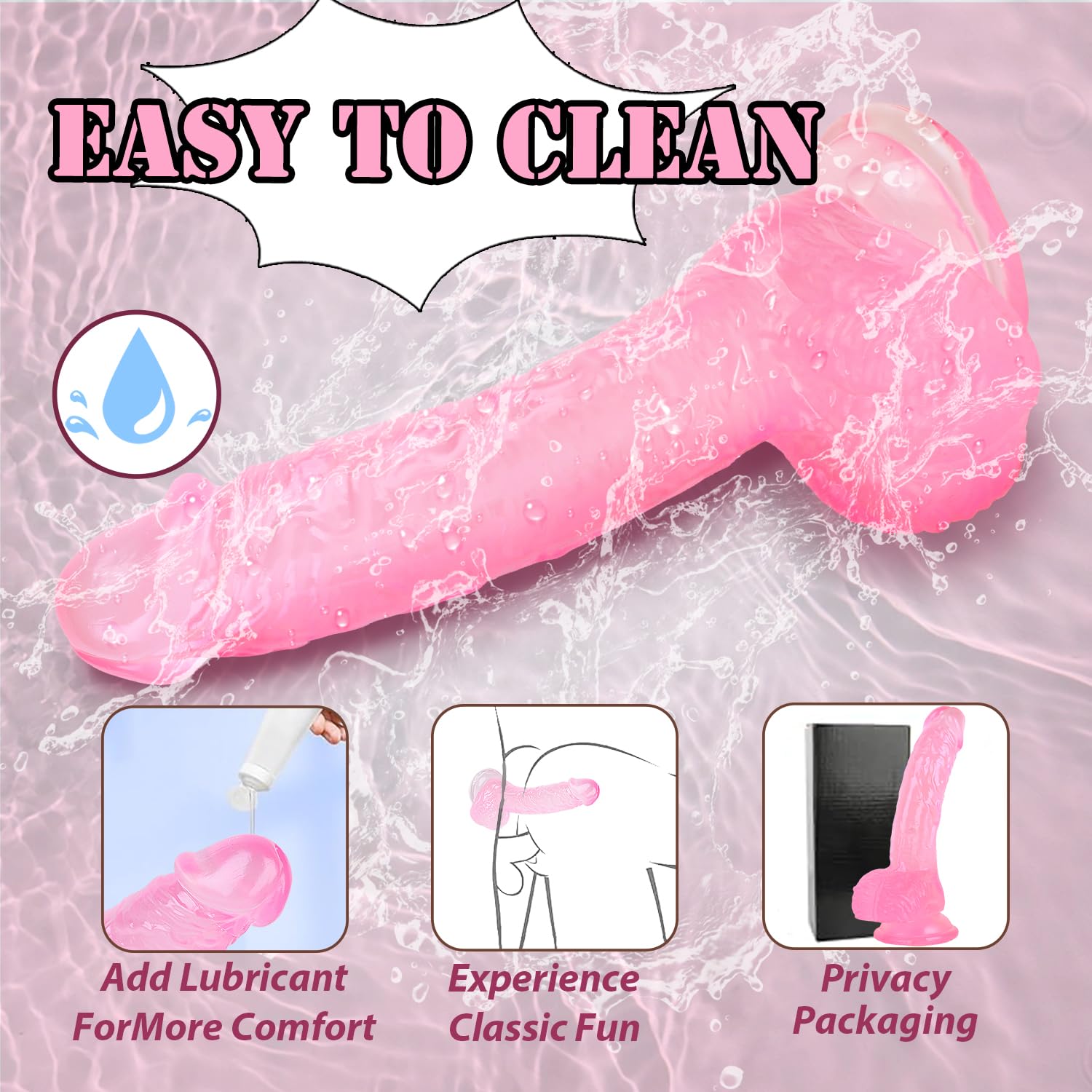 7 Inch Soft Dildo, Realistic Silicone Medium Anal Dildos Stimulation Vaginal G-Spot and Anal, Safe Material Lifelike Men Penis with Strong Suction Cup, Adult Sex Toys for Women/Beginner Sexual: Pink