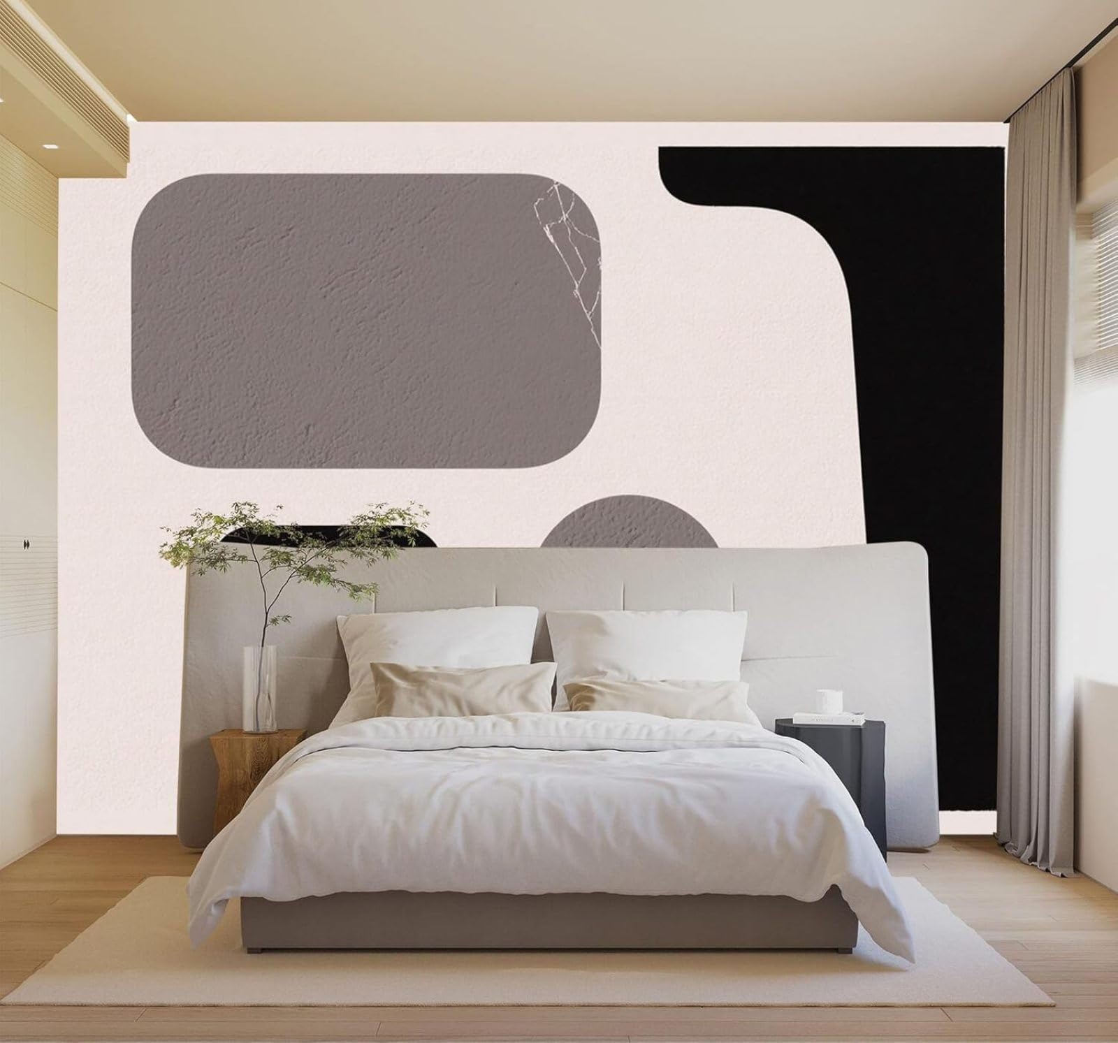 3D Carta da Parati Astratto Minimalista Nero Grigio Forme Geometriche