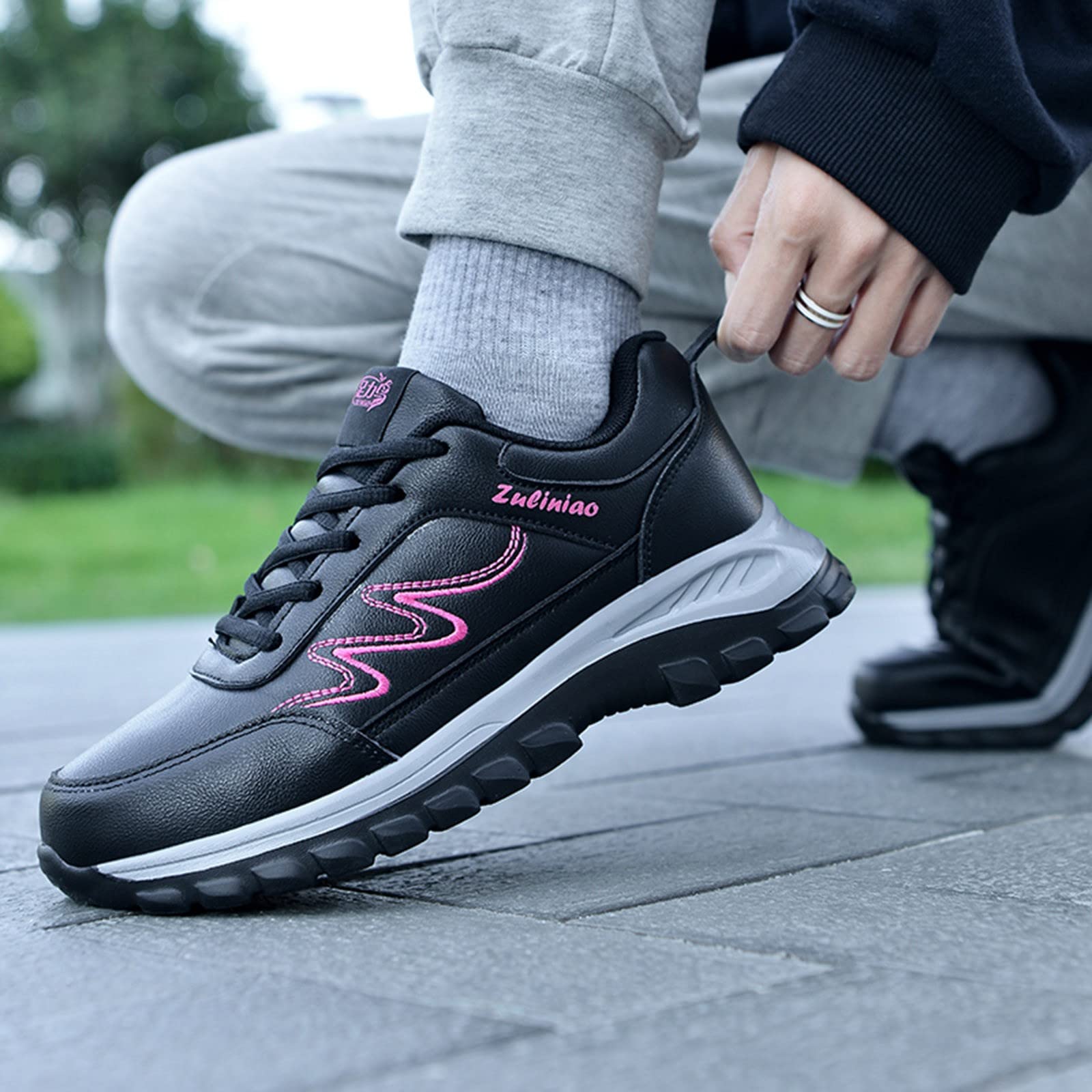 Scarpe Sportive da Donna Autunno Piatte Antiscivolo Impermeabili con Lacci Design Semplice con Struttura in Stile Casual (39)