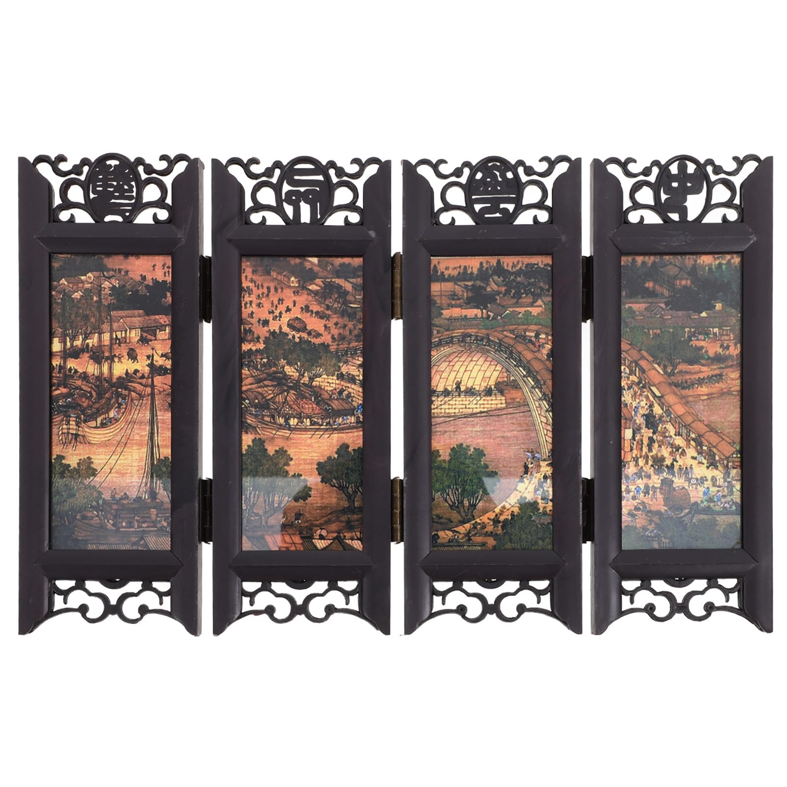 Mini paravent pliant noir style chinois | Cloison séparation légère chambre et salon