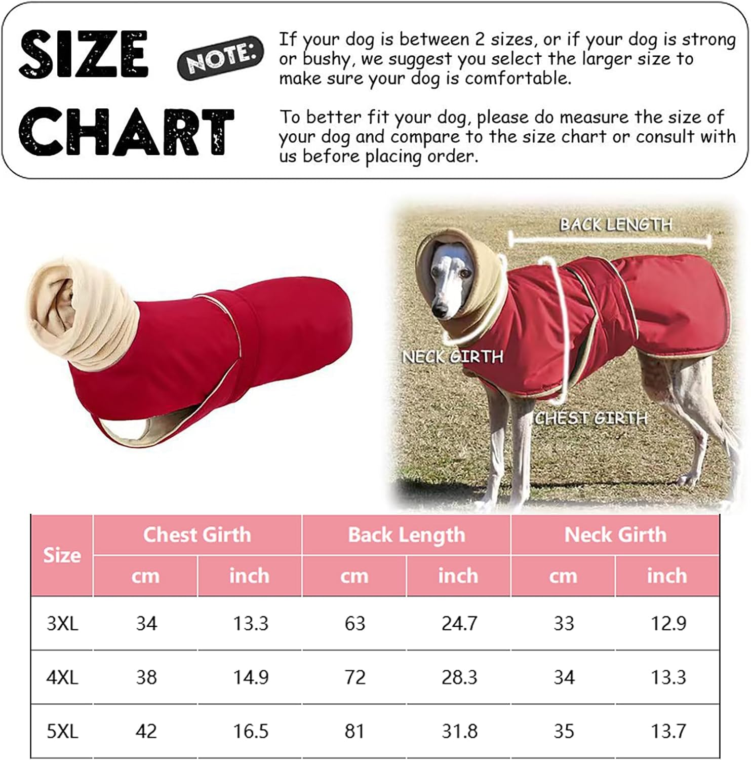 グレイハウンド冬の犬のコート、大きな犬用の温かい厚いペットジャケット、フリースの裏地付きのタートルネックペットアウターウェア、ホイペ