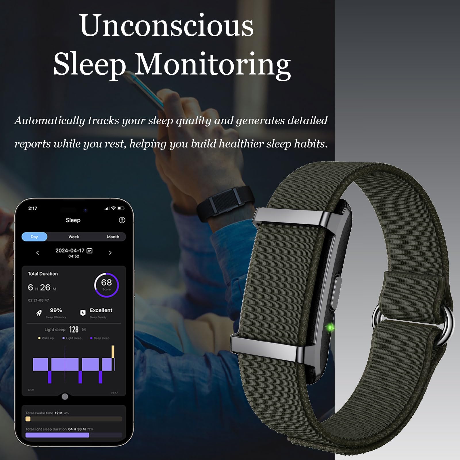 findtime Fitness Tracker Armband Aktivitätstracker ohne Display Wearable Pedometro Cardiaco Monitor Frequenza Cardiaca Misurazione della Frequenza Cardiaca Wristband Nylon Smart Band