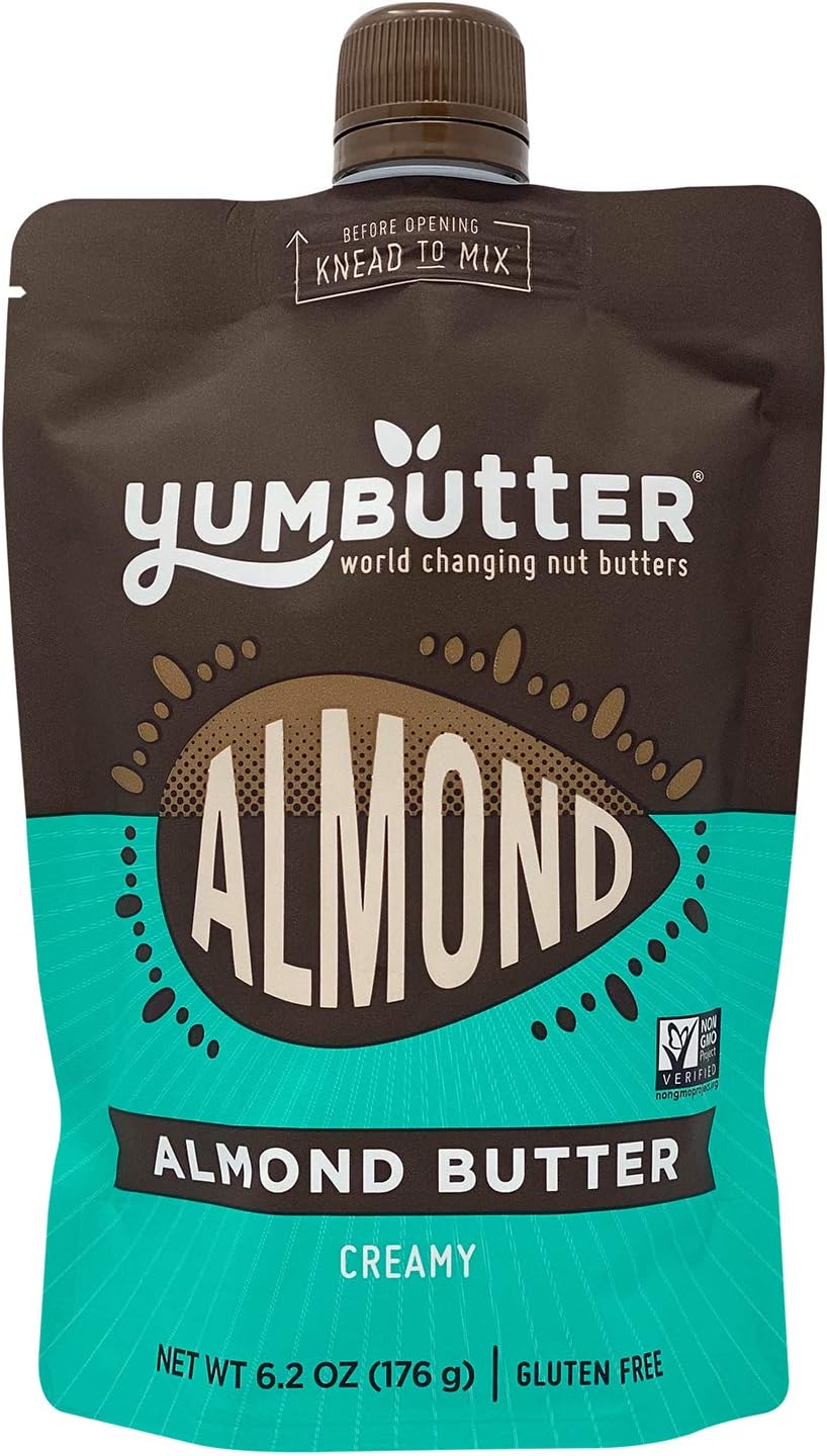 Creamy Almond Butter by Yumbutter, Gluten Free, Vegan, Non GMO, 6.2oz Pouch