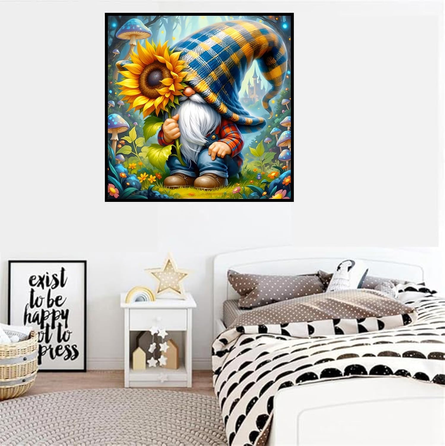 Diamond Art Kits for Adults, Flower Gnome Diamond Painting 12 x 12 Inch | 5D Diamond Art Paintings for Adults,DIY Sunflower Full Round Gem Art Paint by Diamond,Home Wall Decor