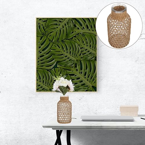 Miniatura 6 de BESPORTBLE Jarrón de botella de vidrio, marrón, rústico, resistente a la rotura, jarrón decorativo de granja para el hogar, jardín, oficina