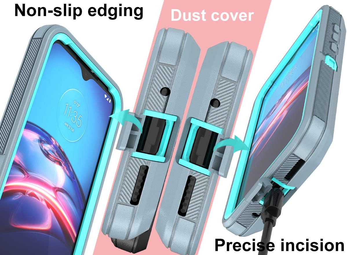 ONOLA Compatible for Moto E Case 2020 with HD Screen Protector (2 Pack),Drop Protection Full Body Rugged Heavy Duty Case,Shockproof Dust Proof 3-Layer Durable Cover for Motorola E 2020(GreySkyblue)