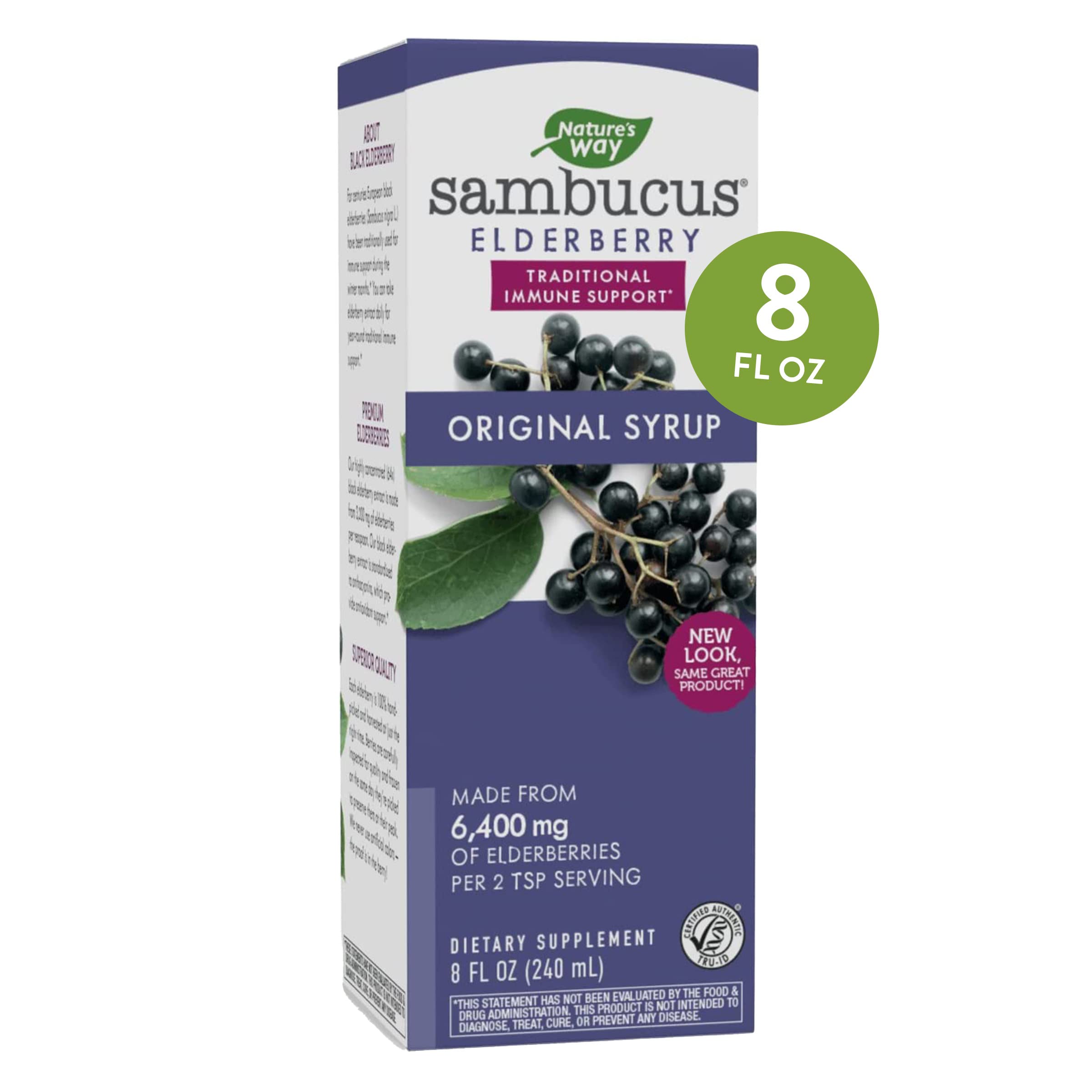 Nature's Way Sambucus Original Black Elderberry Syrup, Traditional Immune  Support* Berry Flavored, 8 Fl. Oz.