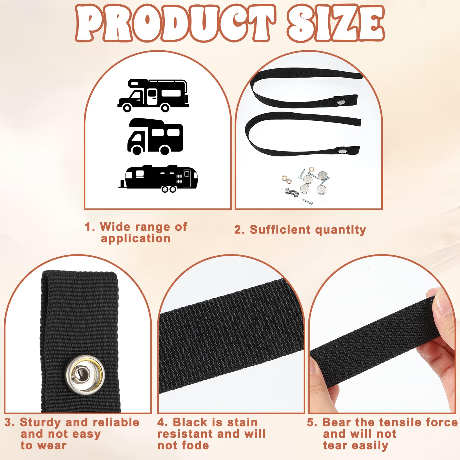 Snapklik.com : 2 Sets RV Door Straps, 18 Inch Heavy Duty Sliding Door ...