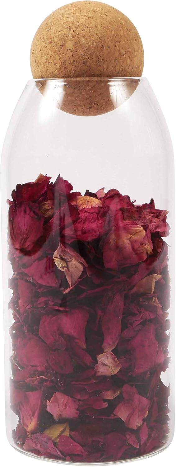 ORNAMI Clear Glass Kitchen Storage Jar with Cork Ball