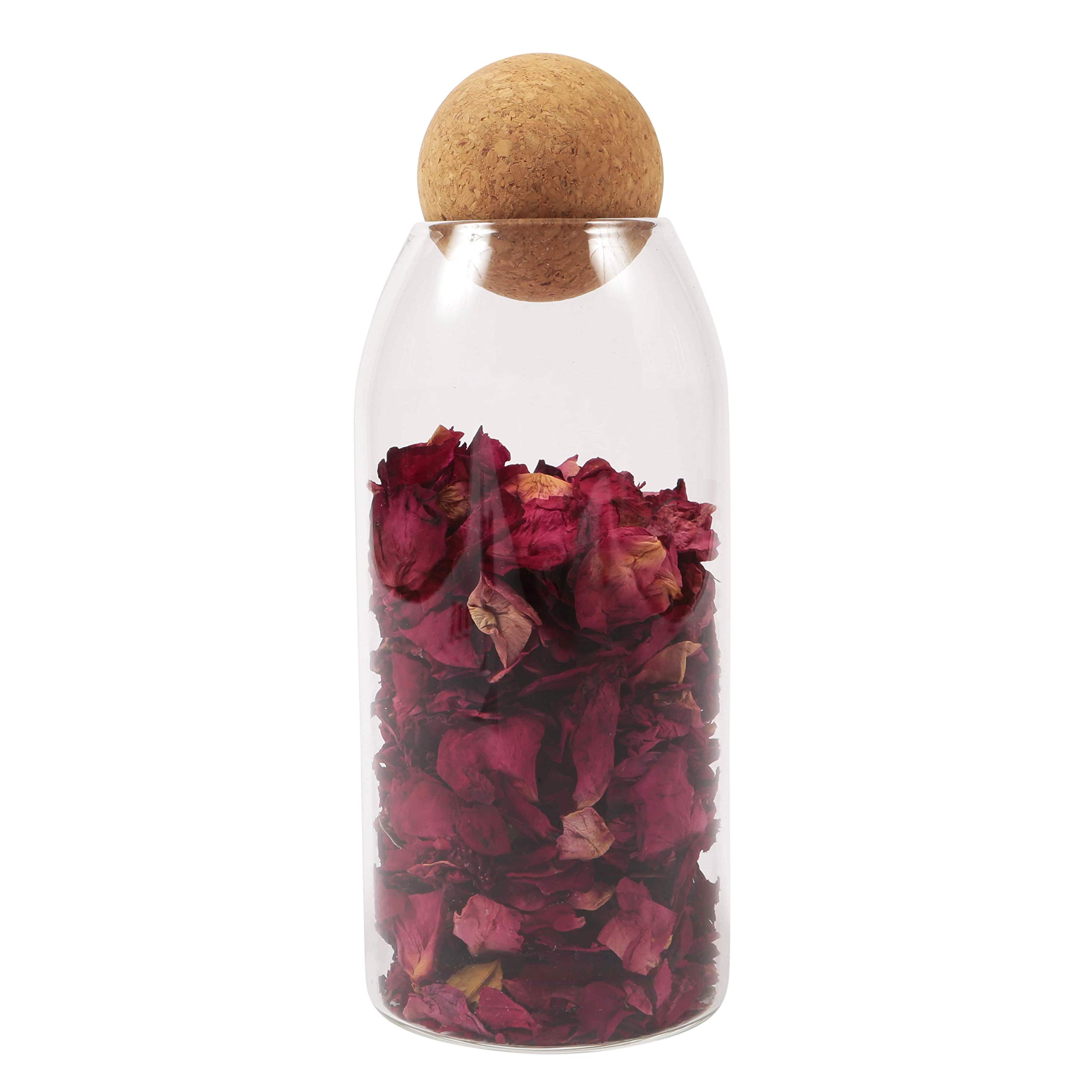 Buy ORNAMI Clear Glass Storage Jar with Cork Ball, Mason Canister with Spherical Wood Lid, Ideal