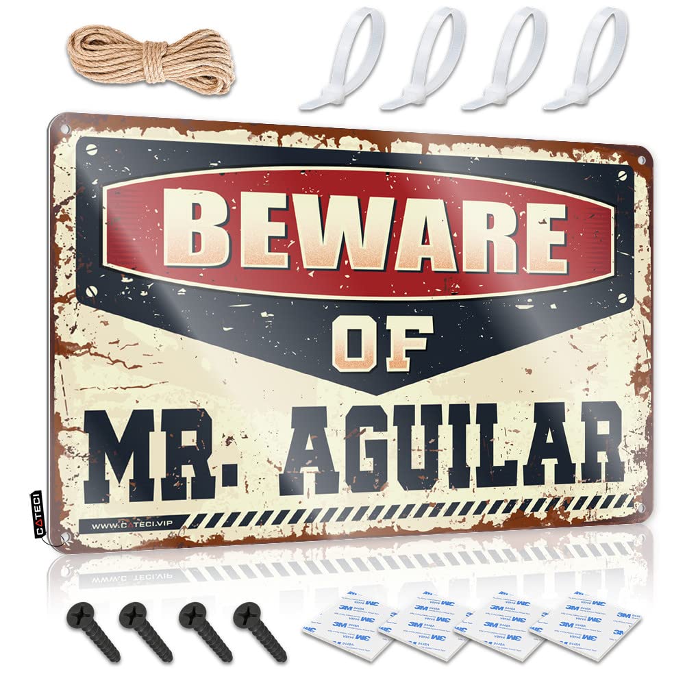 Mwfkkaddb One Color Funny Signs Billiard Beware Of Mr. Aguilar Tin Sign Metal Beer Signs Funny House Decor(30X40cm)