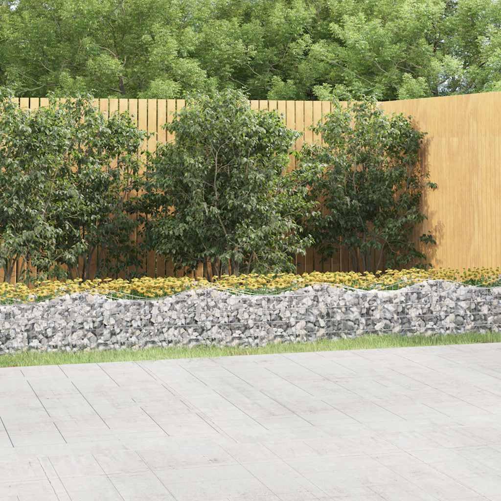 Podwyższona grządka gabionowa z wysokim łukiem, 800 x 50 x 50 cm, z ocynkowanego żelaza, do ogrodu i na taras, trwały materiał odporny na korozję, stabilna konstrukcja jako donica na rośliny