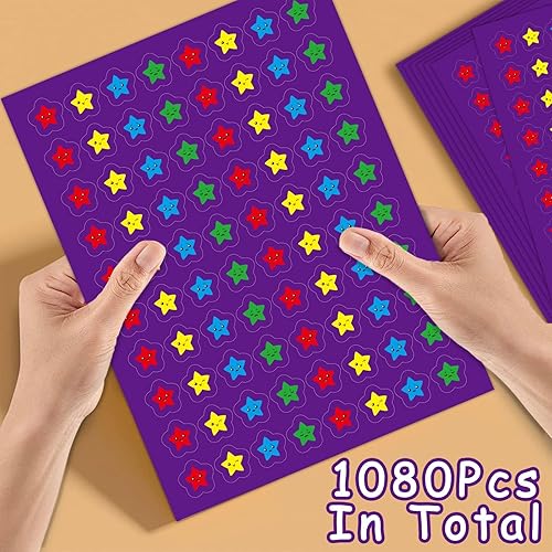Miniatura 5 de 2880 calcomanías de estrellas para niños, calcomanías de caras sonrientes felices y tristes para tabla de comportamiento de recompensa, calcomanías