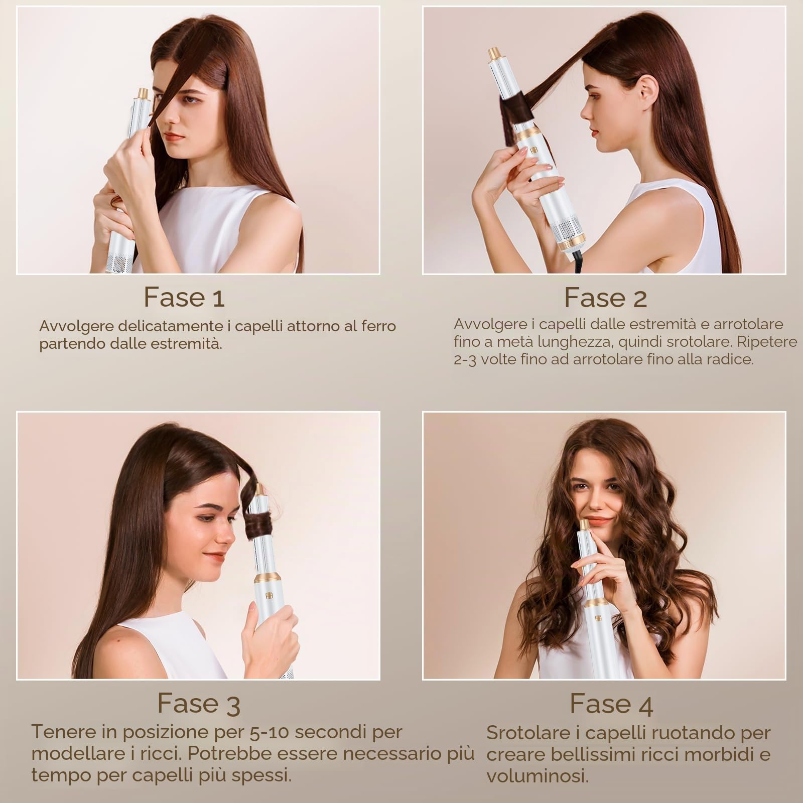 Set di styler per capelli 5 in 1, con asciugacapelli, 5 in 1, con spazzola rotonda, per capelli ad aria calda, asciugacapelli, ferro arricciacapelli, spazzola termica ad aria, per lisciare, asciugare