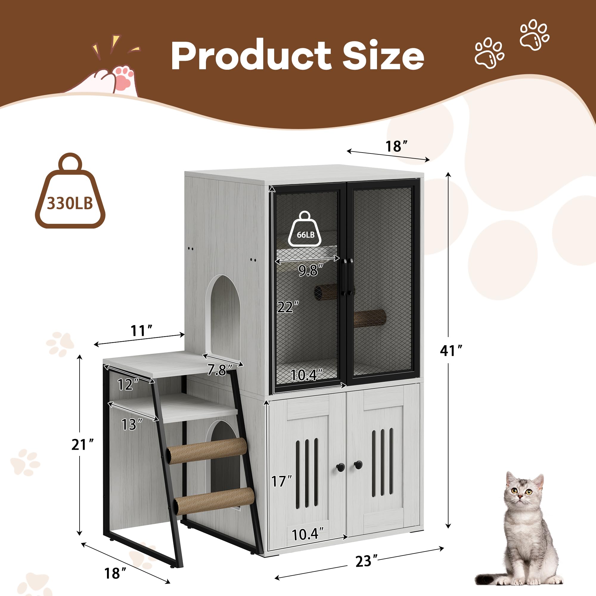 Amazon.co.jp: 猫トイレ 収納家具 多匹用 扉付き 2段式 隠せる 室内用