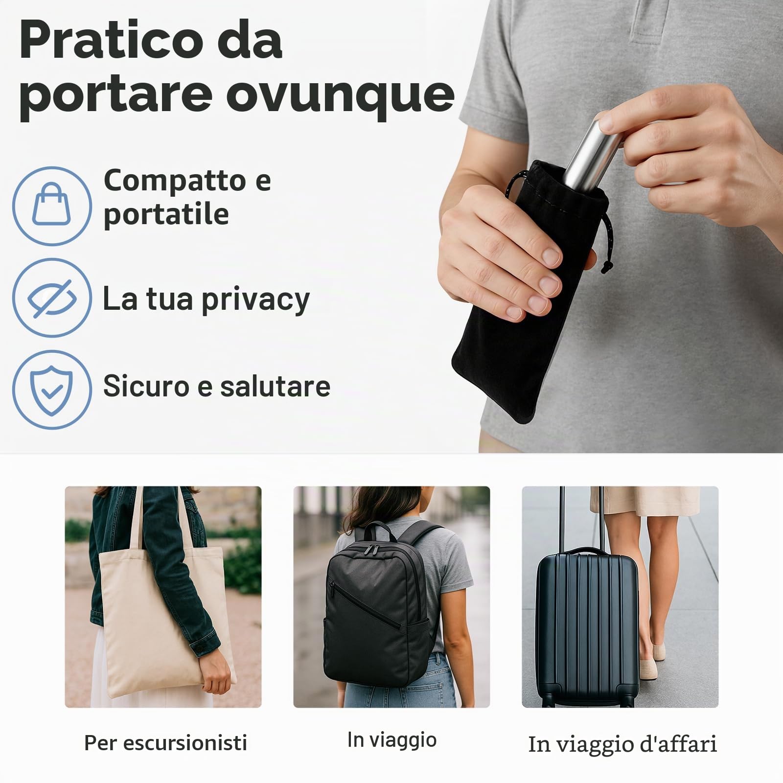 Set soffione doccia in metallo per lavaggio intestinale con regolatore di flusso, unisex, per la cura intima, per uomini e donne, inclusa borsa in velluto come accessorio doccia