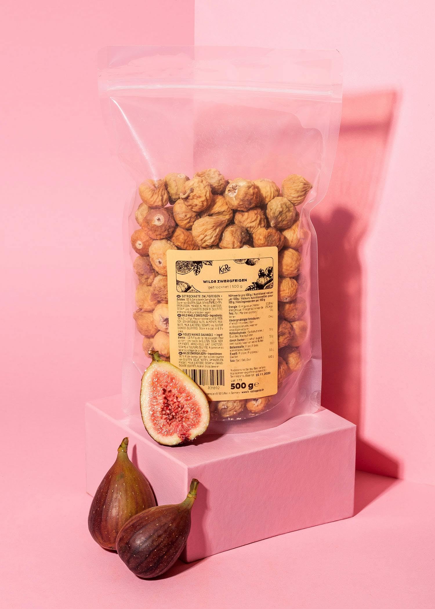 KoRo - Fichi nani selvatici 500 g - 100% frutta essiccata - Senza additivi - Senza solfiti - Nei dolci o come snack
