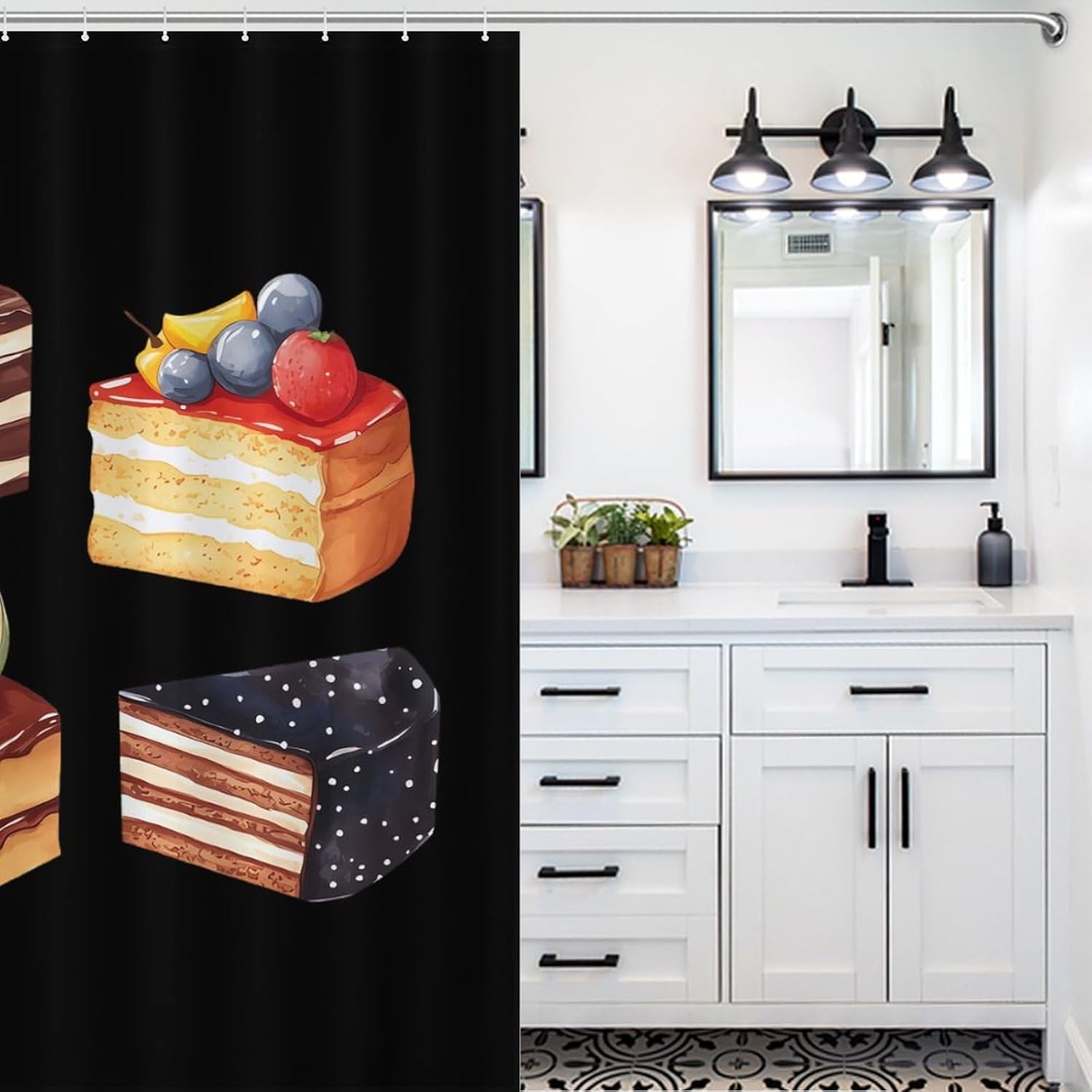 Cakes Chocolate Funny Shower Curtains Washable Bath Curtain Liner with Hooks for Bathroom Bath Tubs