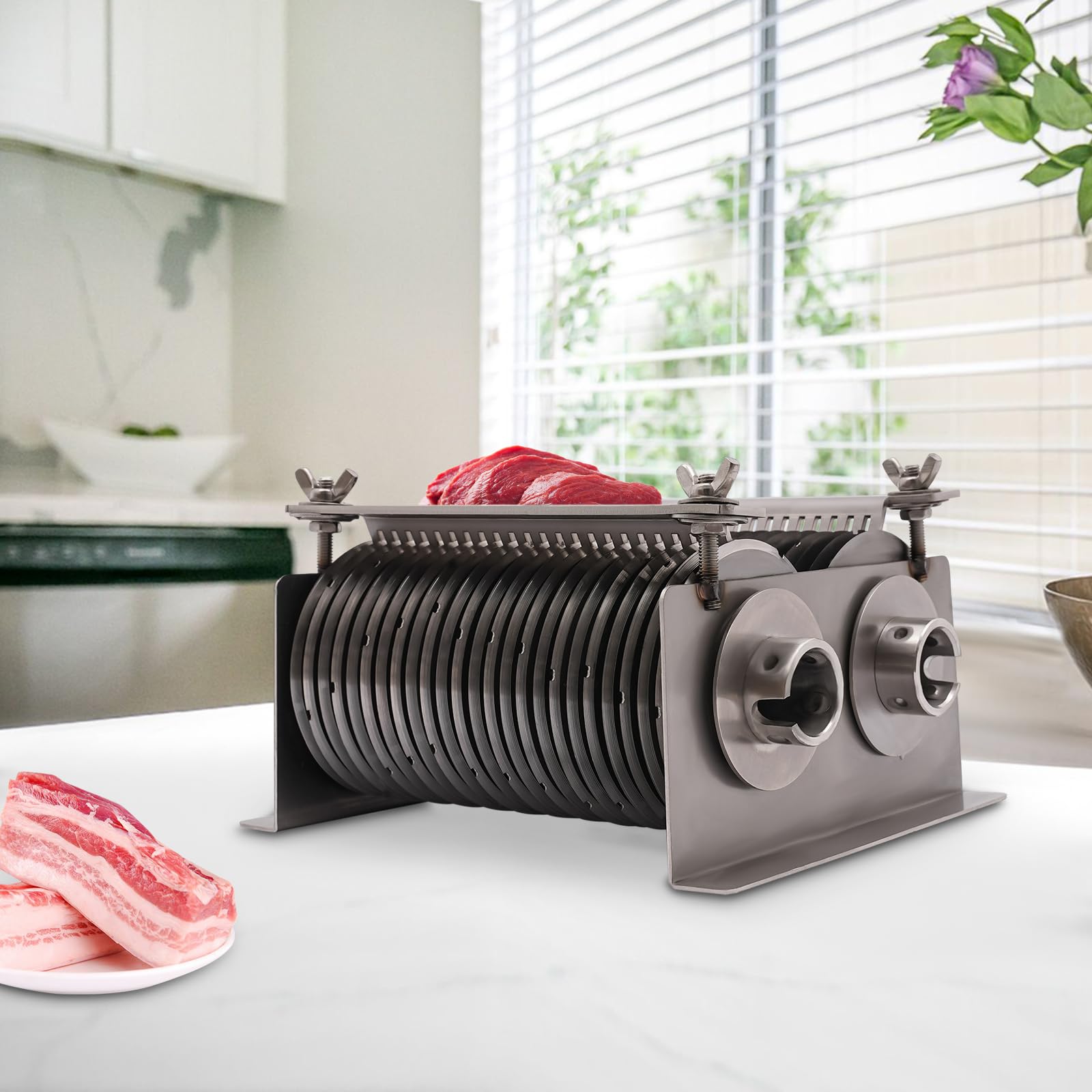 500kg/h Meat Cutting Blade, 5 MM Stainless Steel Blade,Cutter Slicer One Set Blade with External Suspension Design for Frozen Food Factories