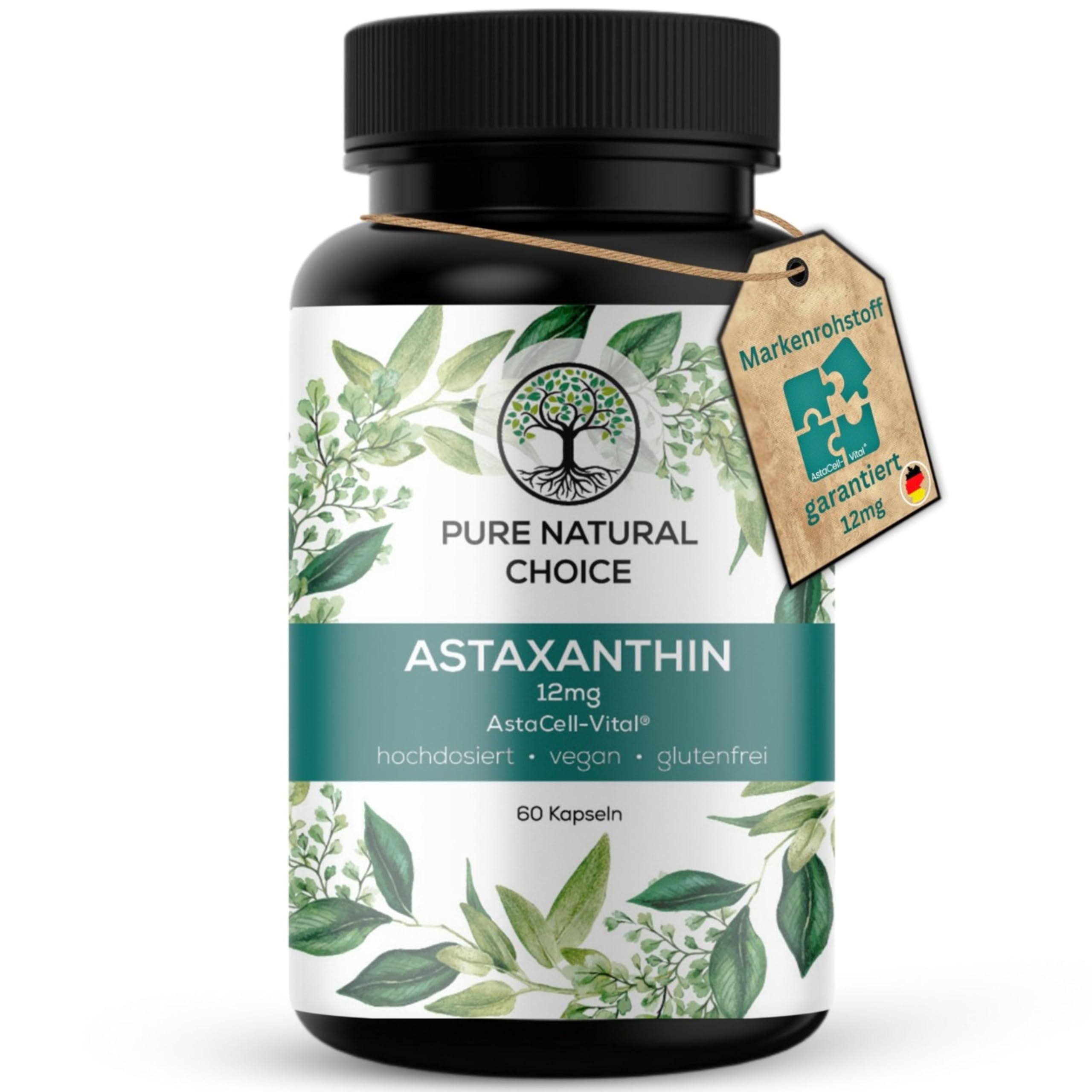 Astaxanthin 12 mg – vegane Depot-Kapseln - TÜV-geprüft - 4 Monatsvorrat - aus Mikroalge (Haematococcus pluvialis) – hochdosiert - Made in Germany