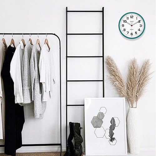 Miniatura 6 de SHARP Reloj de pared verde azulado mate de 12 pulgadas, silencioso, sin tictac, moderno, elegante, funciona con pilas, fácil de leer