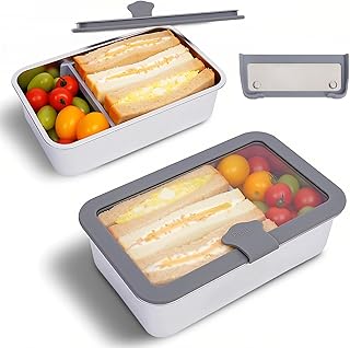KEKEGO Stainless steel lunch box 2025 Glass cover Sealed to keep fresh 42oz/1.25L.304 Stainless Steel Bento Lunch Suitable for Adults, Dishwasher and Microwave Safe