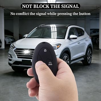 Silicone Key Fob Cover for Hyundai 2024-2026 Tucson Elantra Santa Fe Kona Sonata IONIQ,4/5/7 Button Remote Key Protector with Key Ring & Keychain,2 Pack