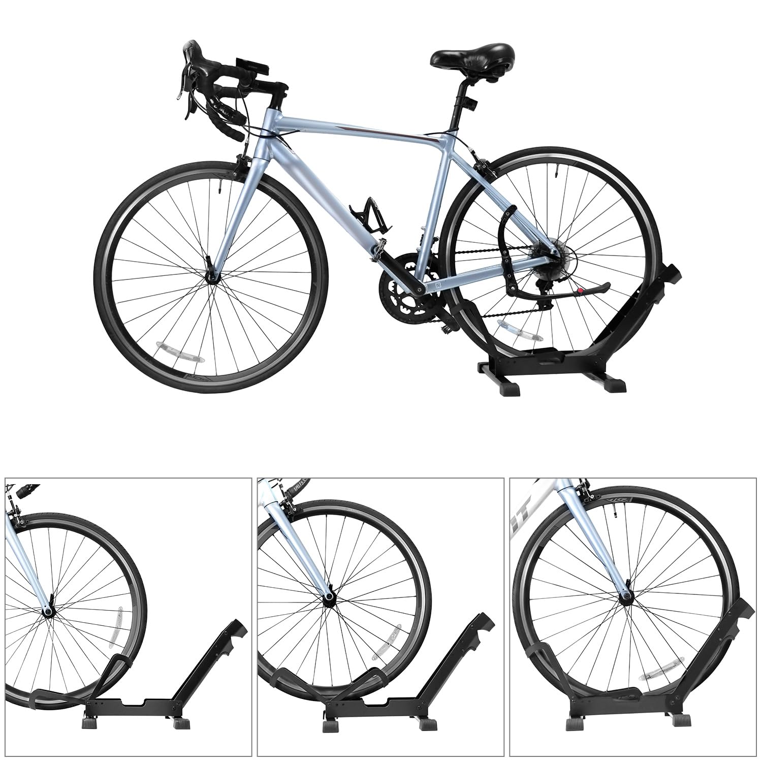 QWORK Wolnostojący stojak na rowery, składany uchwyt rowerowy 20-29 cali, do garażu i sklepu rowerowego