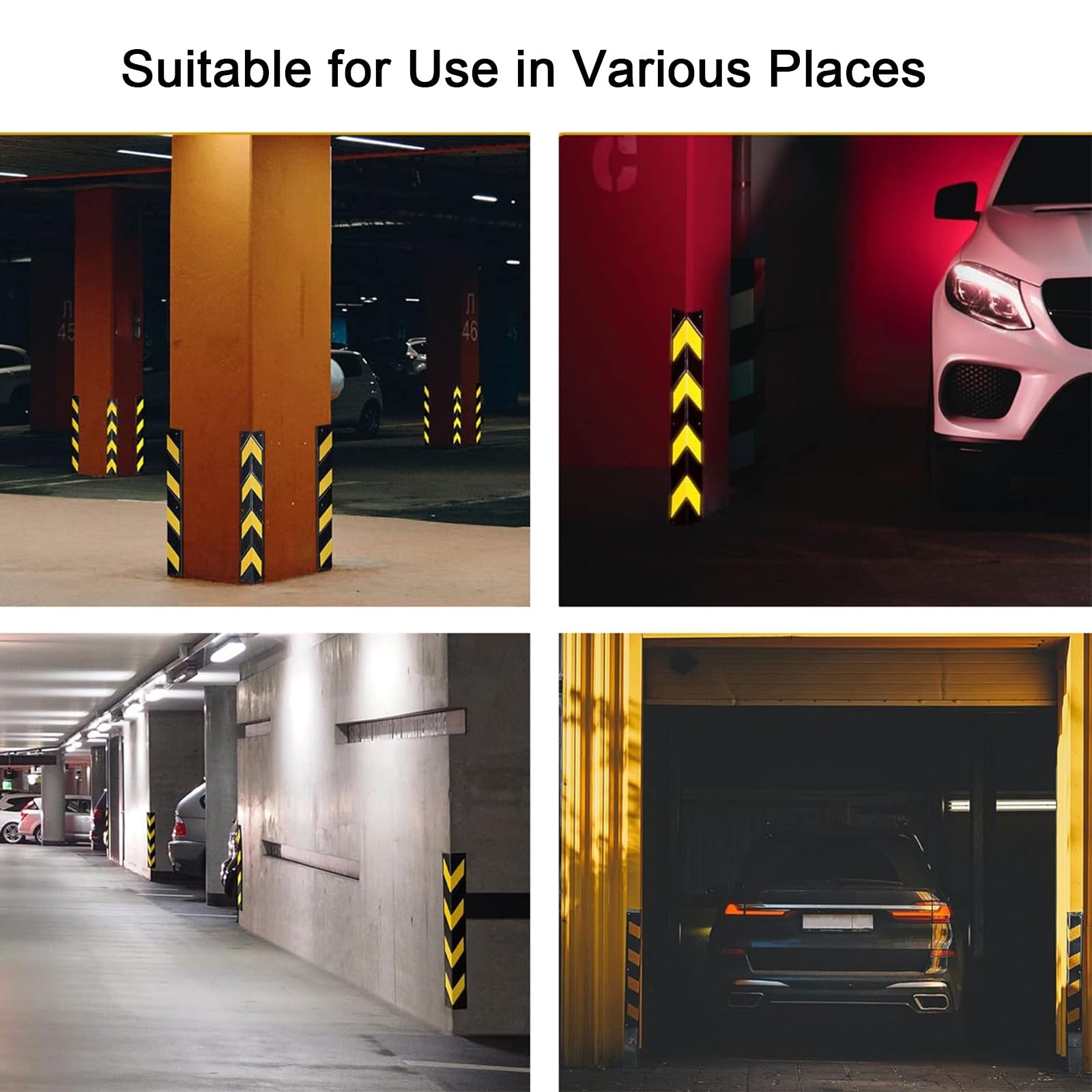 Protectores de Pared de Garaje para Coche, Columna de Goma de Garaje en Forma de L, Protector de Esquina de Tira Amarilla Reflectante Antiimpacto, Poste de Parachoques(120cm/47.2in)