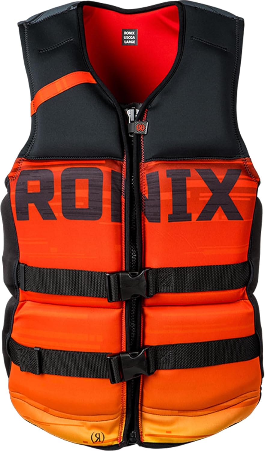 RONIX Men's Megacorp CGA Vest - Durable Flexible Cylindrical Capella Fit Life Jacket with 2:1 Cushion Foam, Water-Resistant Liner & Back Support for Wakeboard, Wakesurf & Wakefoil
