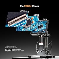 Vista 7 de Microscopio digital 4K, Elikliv EM4K - Microscopios de monedas de 8 pulgadas 2000x, microscopios HDMI de 52 MP, microscopio de soldadura