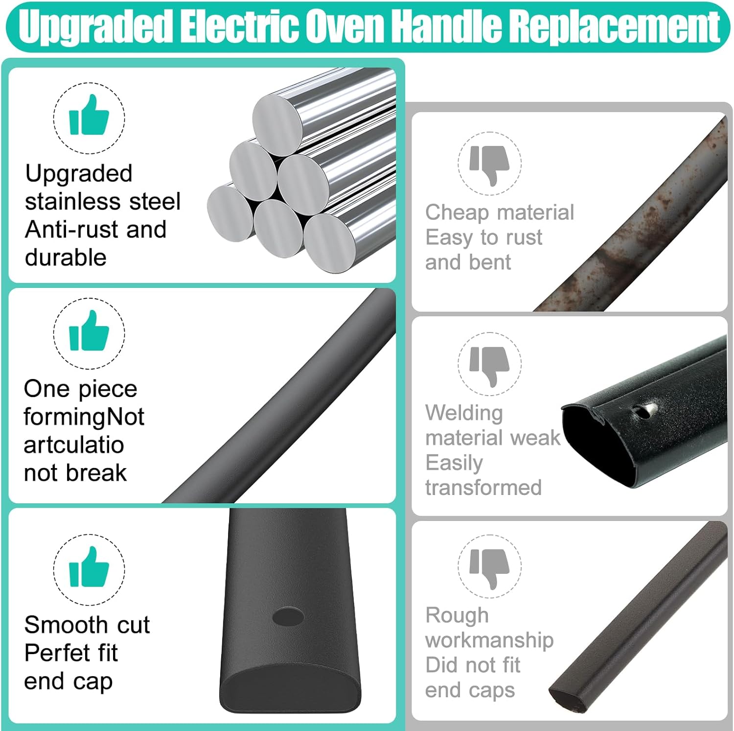 Upgraded WB15K5076 Oven Door Handle Replacement Compatible with GE Oven Range Stove, fit Hotpoint Kenmore Electric Range Oven Door Handle, Replaces WB15X5203, 245344, AP2020944, PS231857, Black