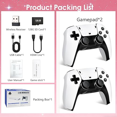 Miniatura 3 de 2026New Wireless Retro Game Console, 40000+Games and 23 Emulators, Plug and Play 4K HD HDMI TV Game Stick, with Dual 2.4G Wireless Controllers