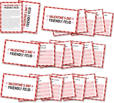 BEUFSE Valentines Day Games, Friendly Feud Game Set, Valentines Day Game Supplies, Feud Quiz, Valentines Day Group Game, Fun Game Party, Fun Holiday Game - SC001