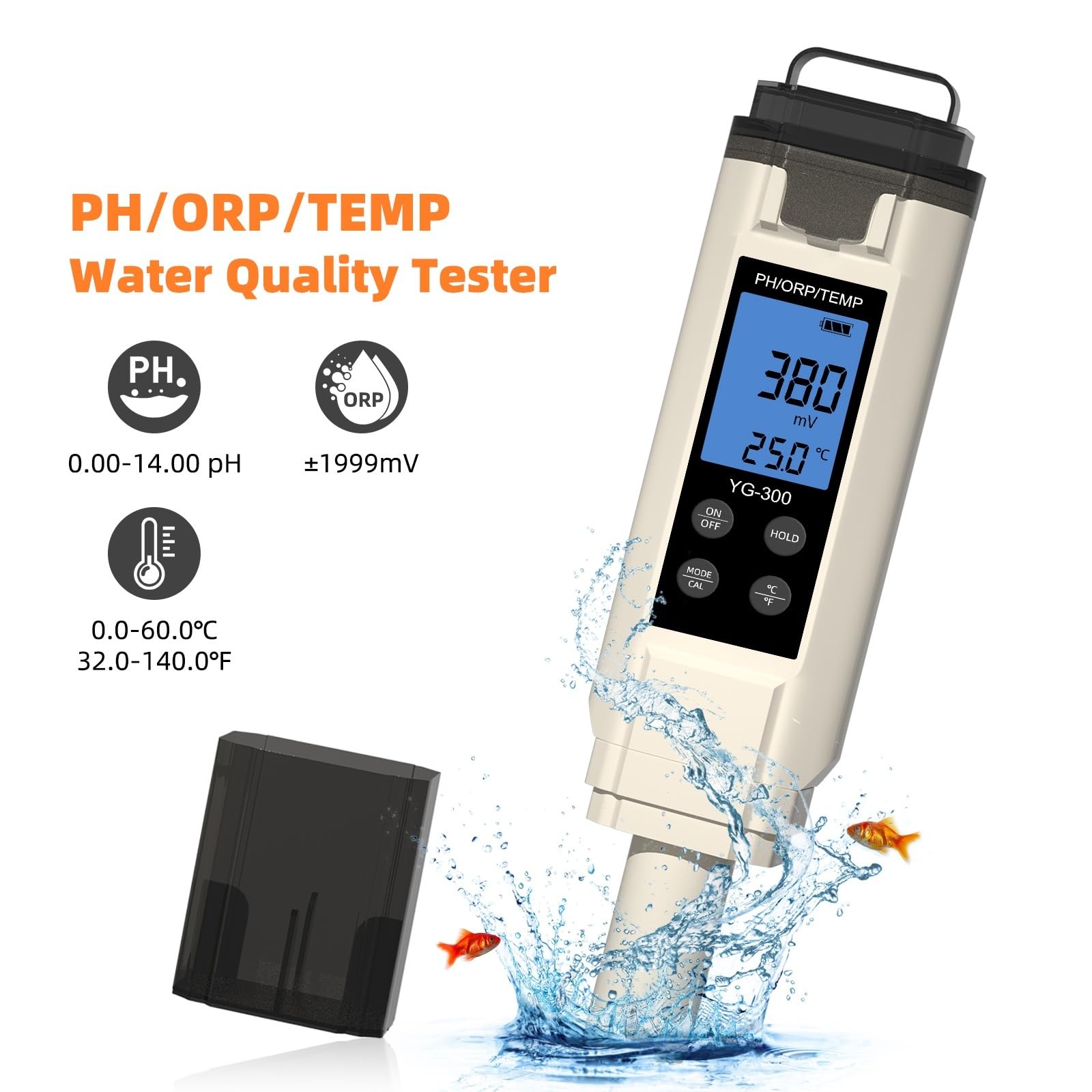 Probador de Agua, Medidor de pH Digital con retroiluminación, for Piscina, Acuario, hidroponía y Agua Potable.
