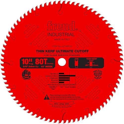 Freud LU74R010: Hoja de sierra de corte de alta producción fina de 10"