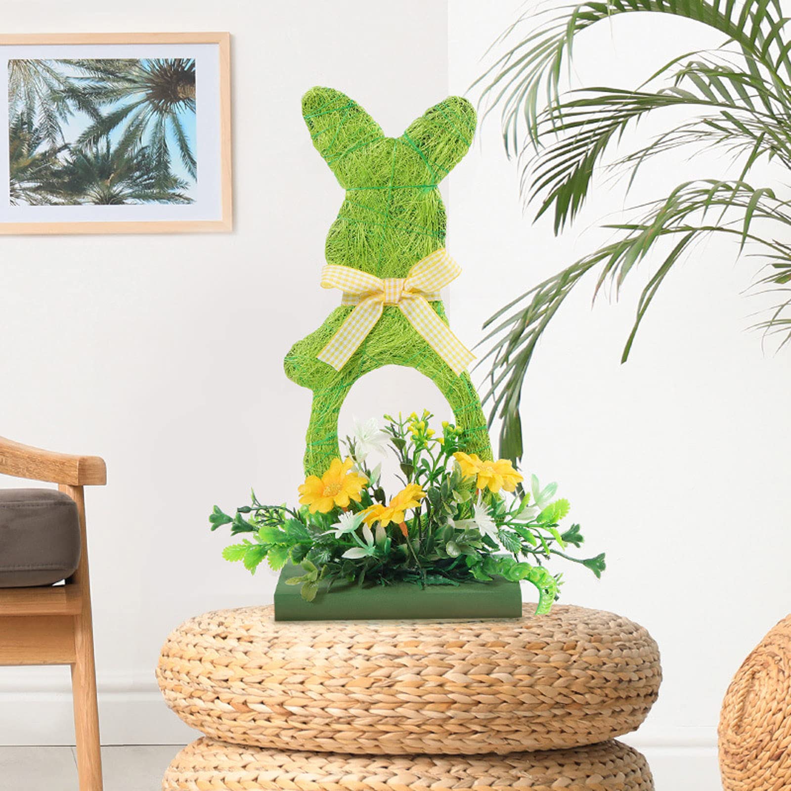 Confezione da 3 decorazioni pasquali con coniglietto verde: ornamento pasquale in legno per conigli, decorazioni artigianali da tavolo, forniture per feste, per l ' artigianato in casa, soggiorno