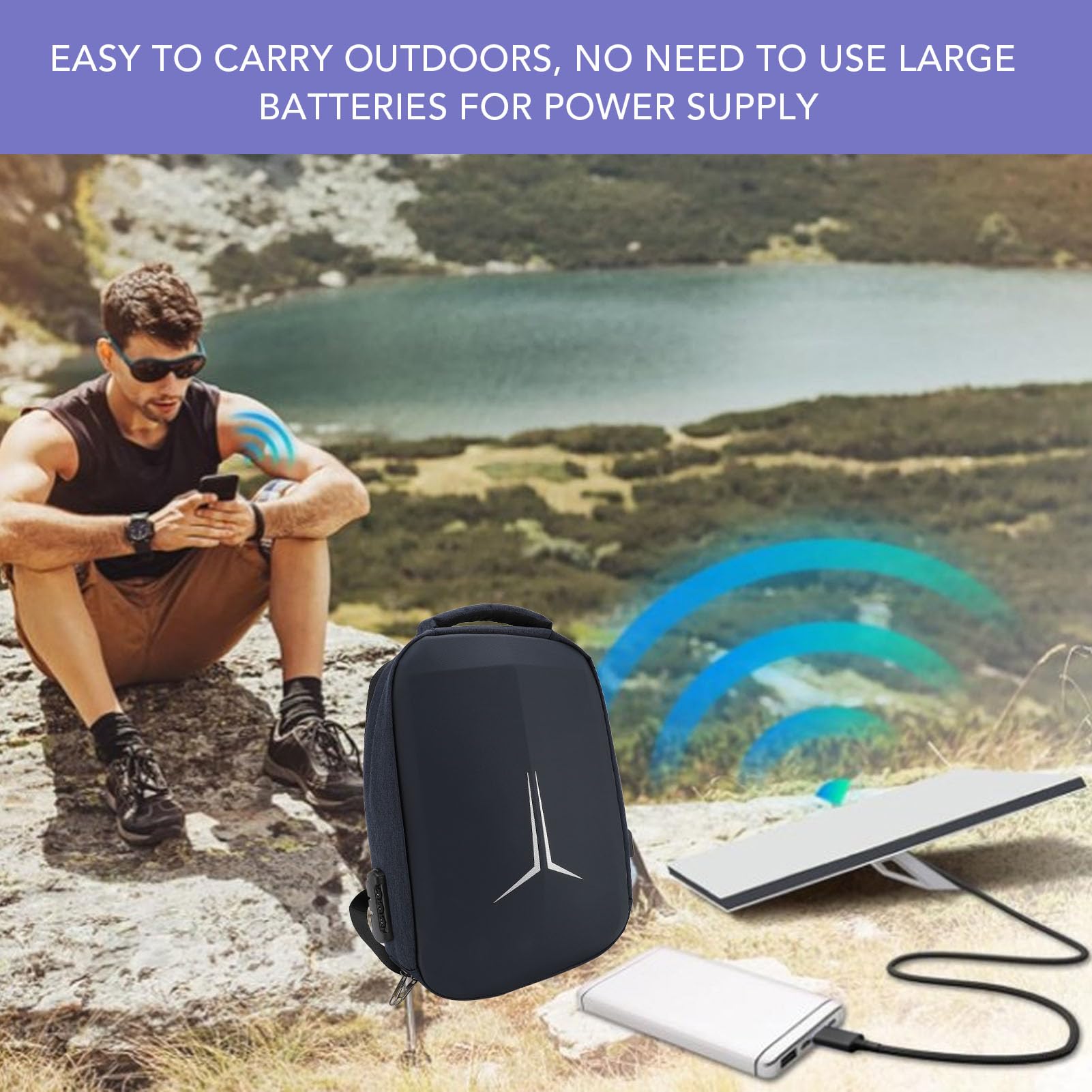 SENECESLI Mini Zaino Starlink, Zaino da Lavoro Impermeabile, Zaino per Laptop con Porta di Ricarica USB, Zaino da Viaggio per Dispositivi Elettronici e Accessori Elettronici