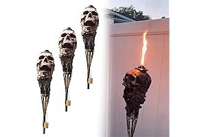 3-Pack Handmade Skull Tiki Torches: Elevate Your Outdoor Ambiance