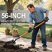 Vista 6 de Pala para excavar Pala de metal resistente con mango de fibra de vidrio, 56 pulgadas