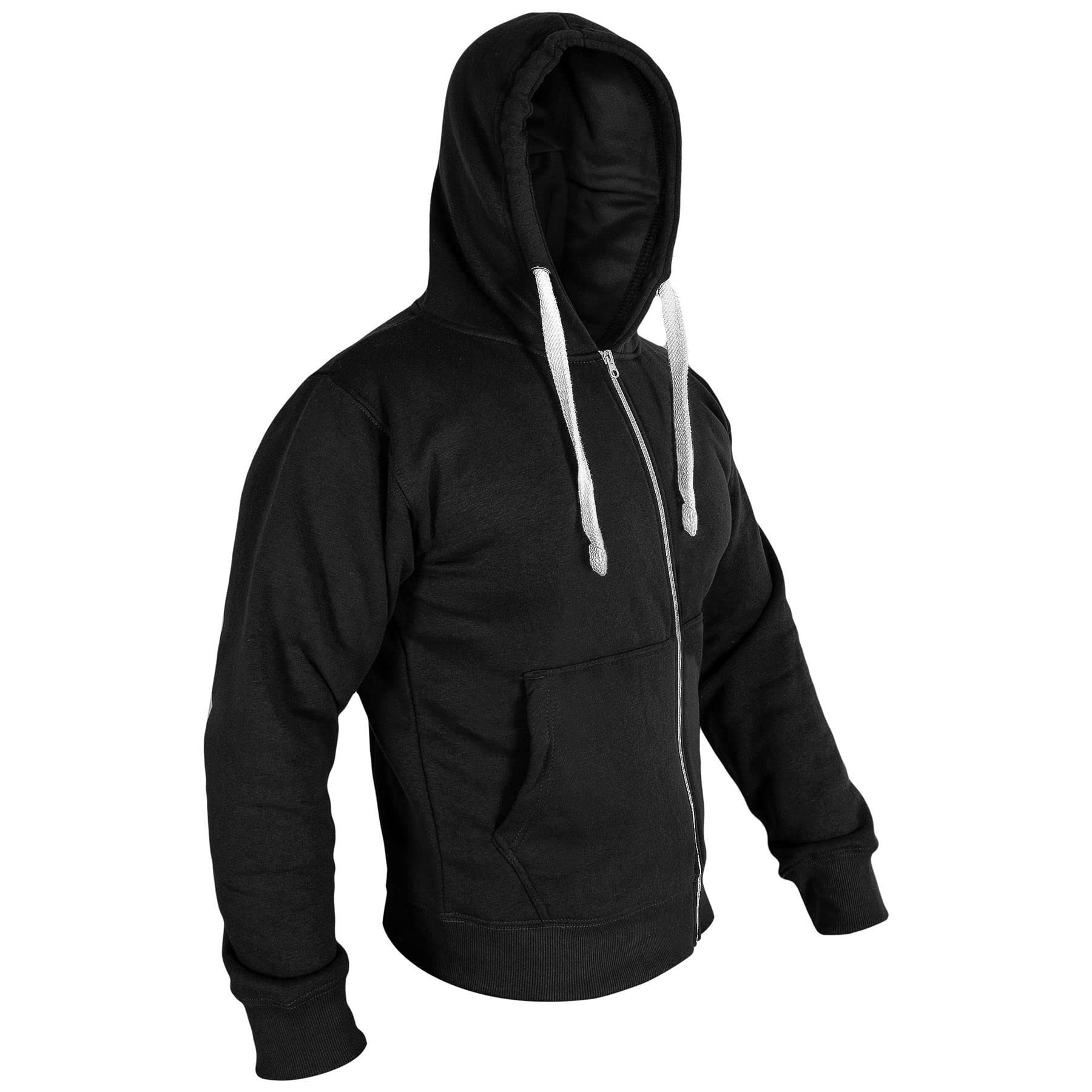 A2Z Męskie runo Zwykły błyskawiczne Bluza Zakapturzony bezpieczeństwo - Zipper Black 4XL