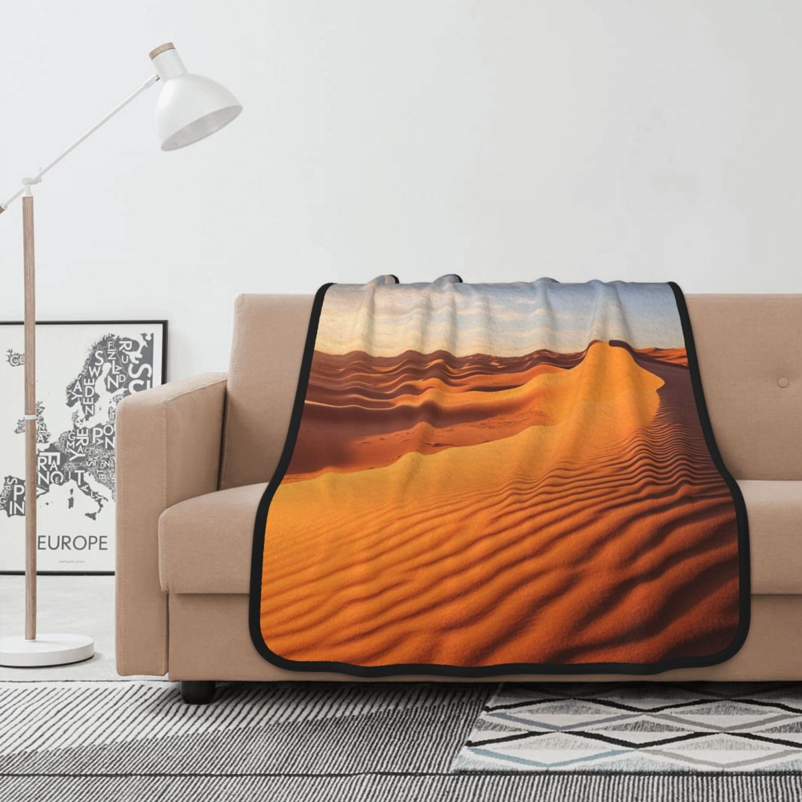 Plaid flanelle dunes du Sahara pour des soirées canapé confort