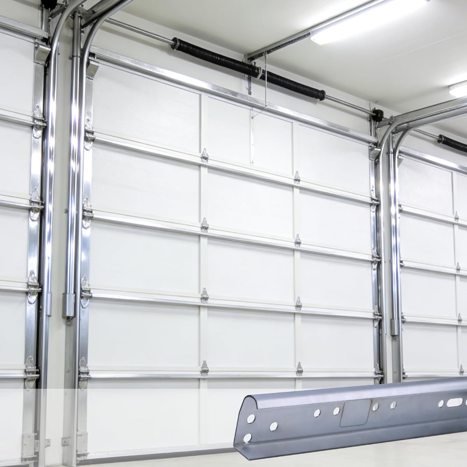 Heavy Duty 1 Pair Garage Door Vertical Track Kit with Connecting Plates and Screws, 7ft Galvanized Steel, 76" Length, Fits 2" Rollers, 4x38"